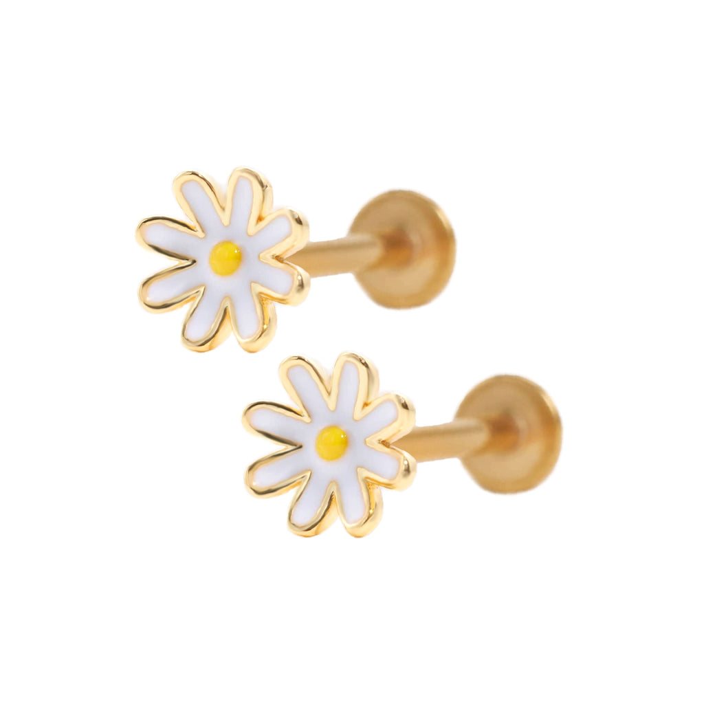 Trendolla Daisy Flower Ball Back & Flat Back Cartilage Earrings