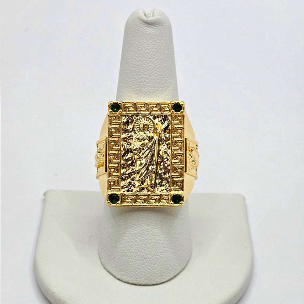 24K Saint Jude Thaddeus Gold Plate Ring for Men