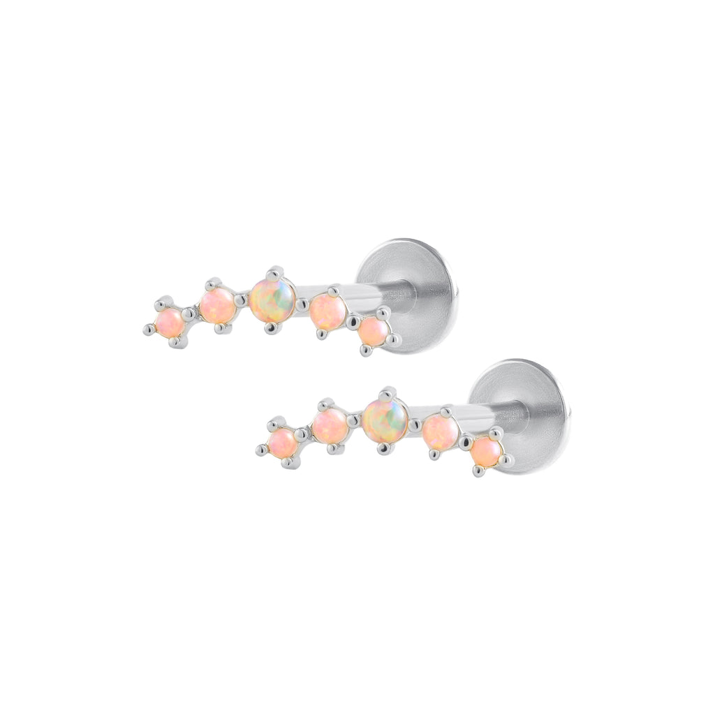 Trandolla Pink Opal Ball Back & Flat Back Cartilage Earrings