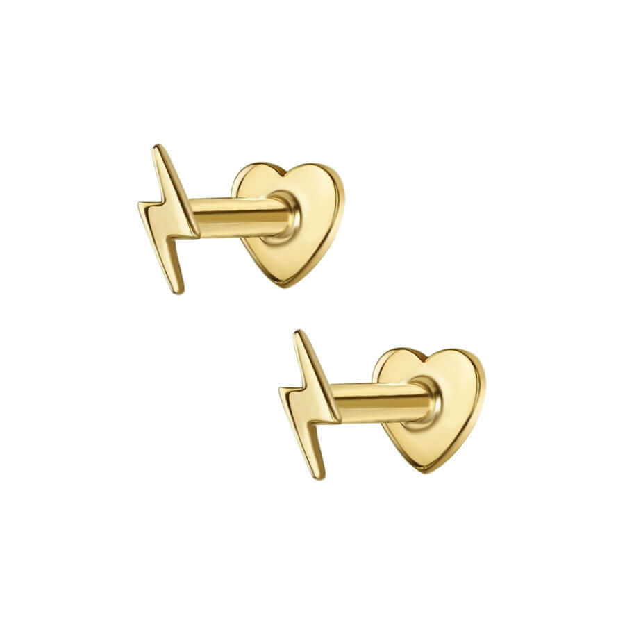 Love Flat Back Smooth Lightning Stud Earrings