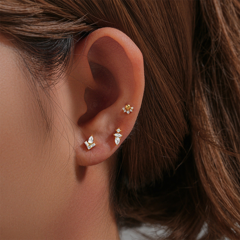 Round-cut Simulated Crystal Cute Flat Back Earrings