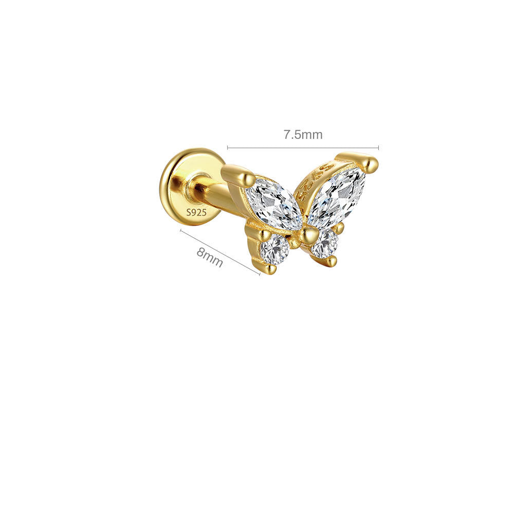 Trendolla Butterfly Diamond Flat Back Studs Earrings