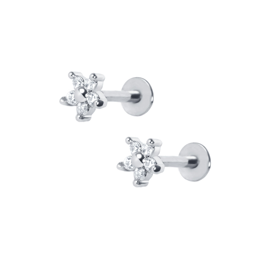 Tiny Flower Tragus Piercing Barbell Ball Back Earrings Sleeper Earrings