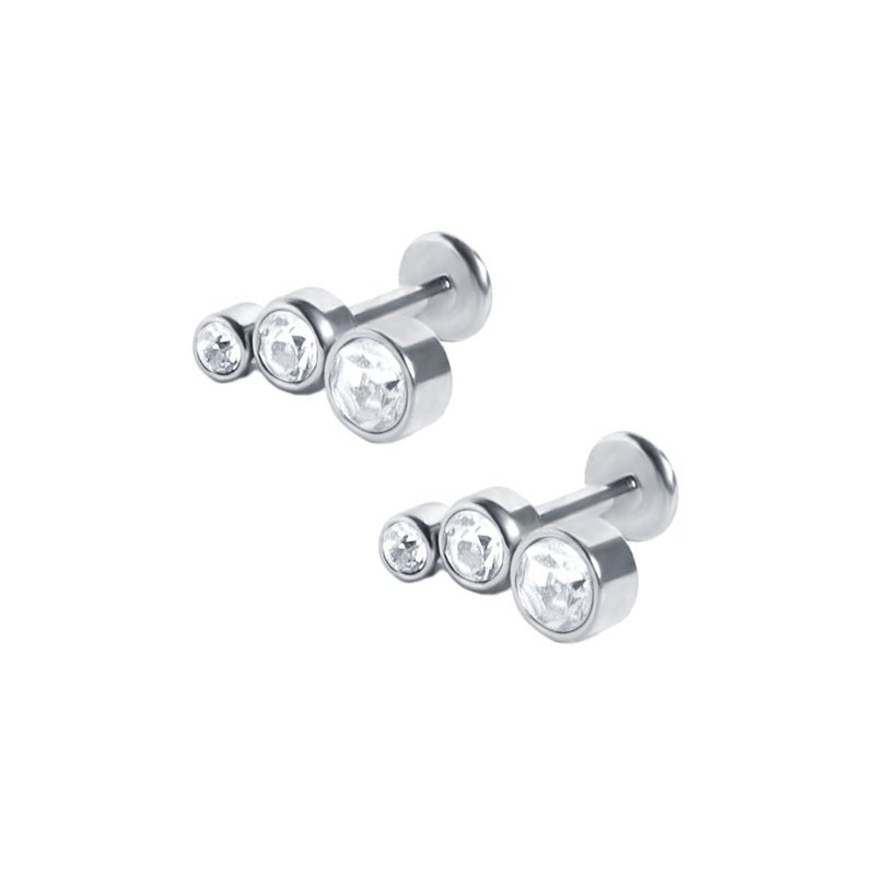 Trio Labret Piercing Ball Back Earrings Sleeper Earrings