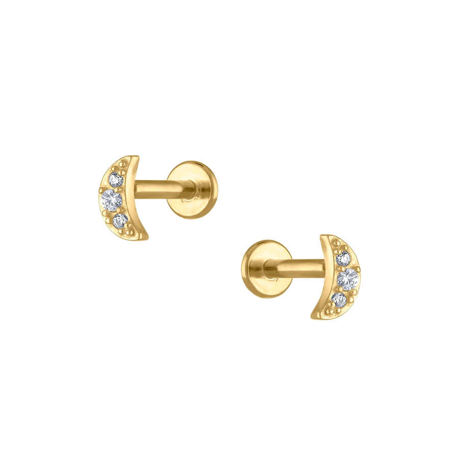 Trendolla Crescent Moon Flat Back Sleeper Earrings