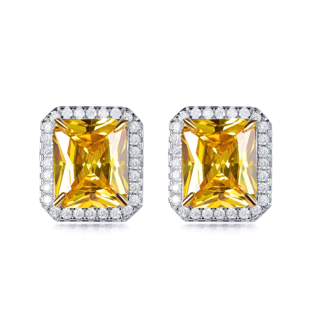 Classic Yellow Topaz Princess Cut Stud Earrings - Trendolla Jewelry