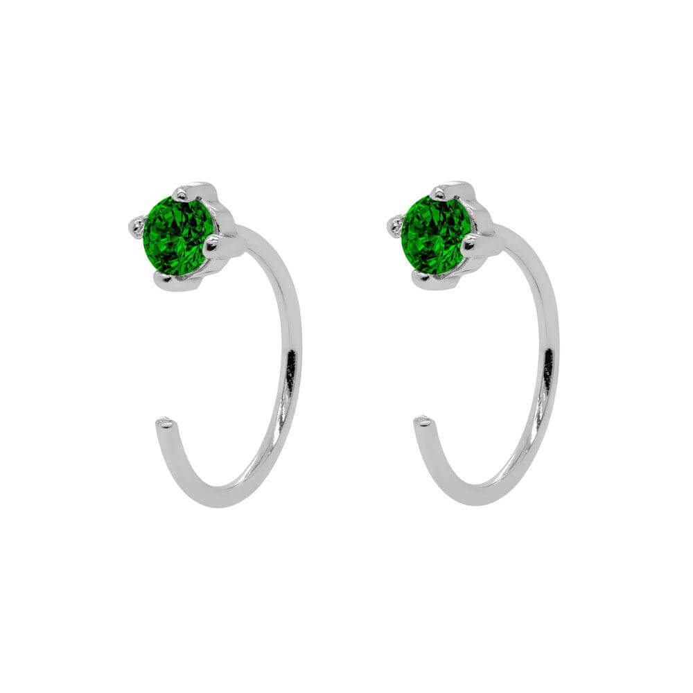 Emerald Open Huggies Earrings - Trendolla Jewelry