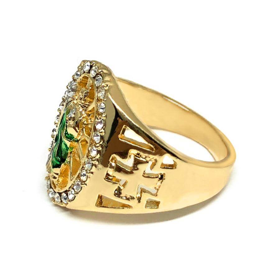 Gold Plated Yellow Green San Judas Ring Saint Jude Ring - Trendolla Jewelry