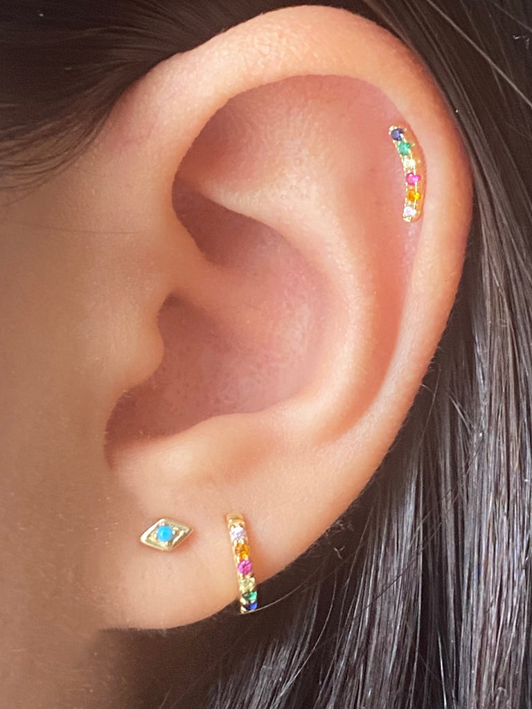 Trendolla Rainbow Curved Bar Flat Back Earrings