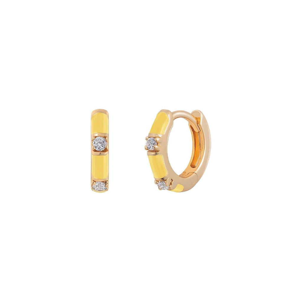 Lemon Yellow CZ Huggie Hoop - Trendolla Jewelry