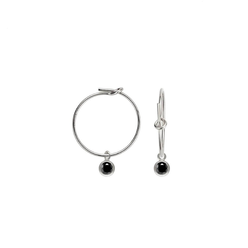 Little Black Bezel Hoop Earrings - Trendolla Jewelry