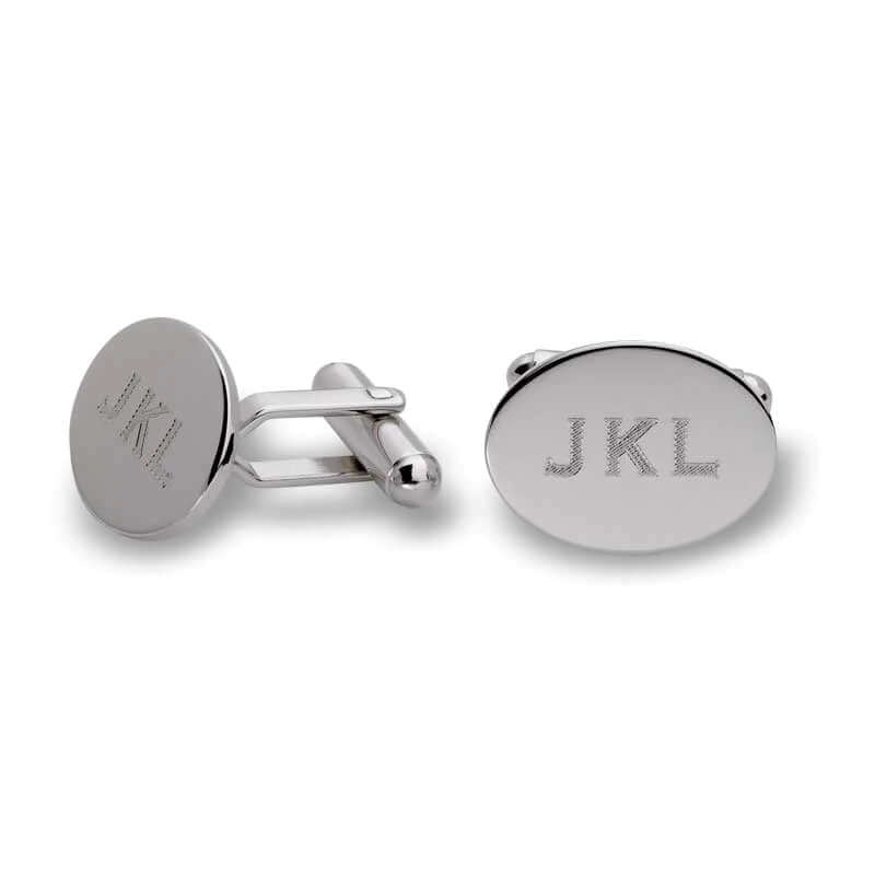 Men's Oval Cuff Links in Sterling Silver (1-3 Initials) of Trendolla - Trendolla Jewelry