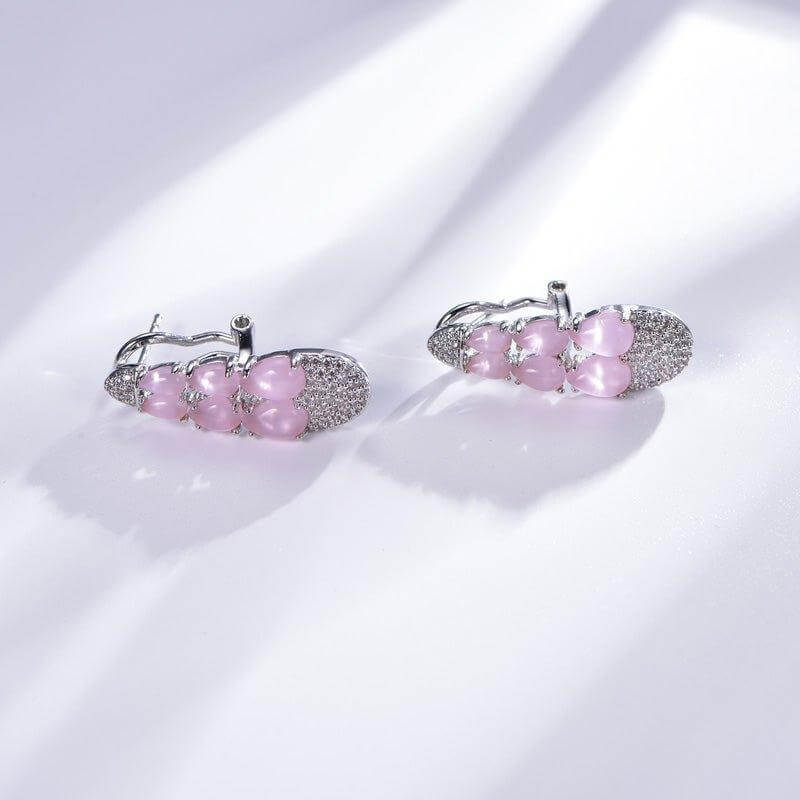 Nature Inspired Pink Sapphire Drop Earrings In Sterling Silver - Trendolla Jewelry