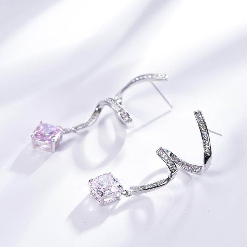 Pink Sapphire Drop Earrings - Trendolla Jewelry