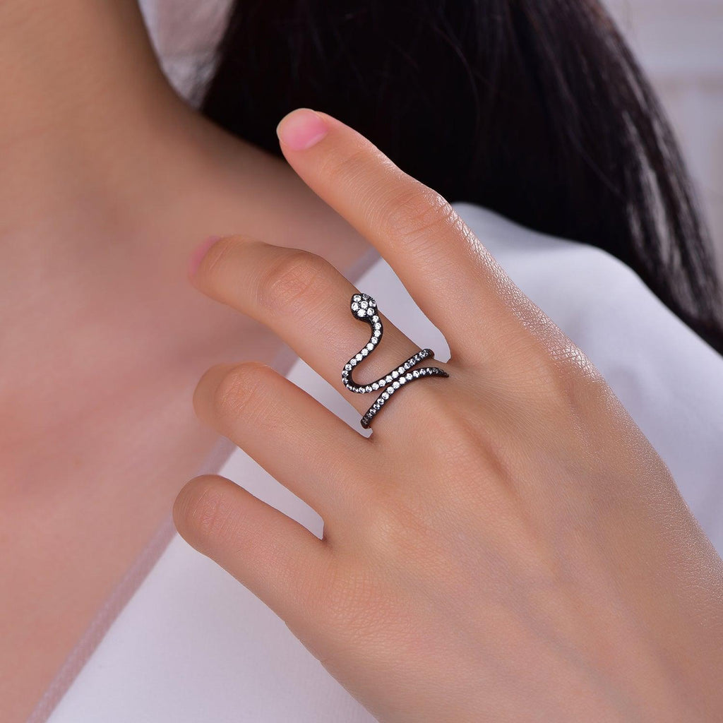 Trendolla Adjustable Open Snake Index Finger Ring - Trendolla Jewelry