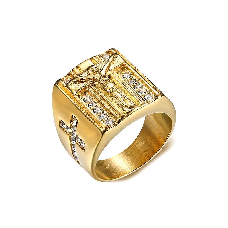 Trendolla Crystal Cubic Zirconia Christian Jesus Cross Ring Band Ring - Trendolla Jewelry