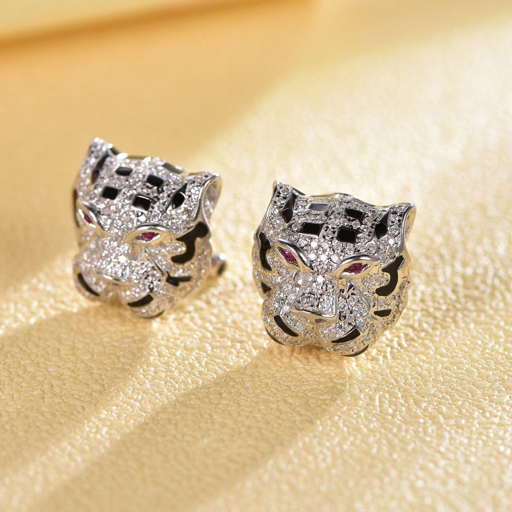 Trendolla leopard Sterling Silver Earrings - Trendolla Jewelry