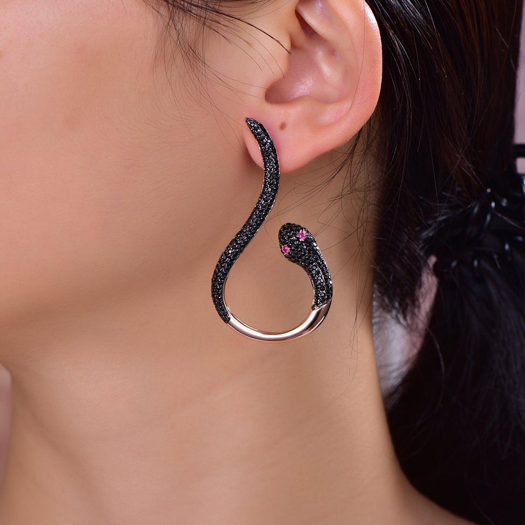 Trendolla Snake Shape Sterling Silver Earrings - Trendolla Jewelry