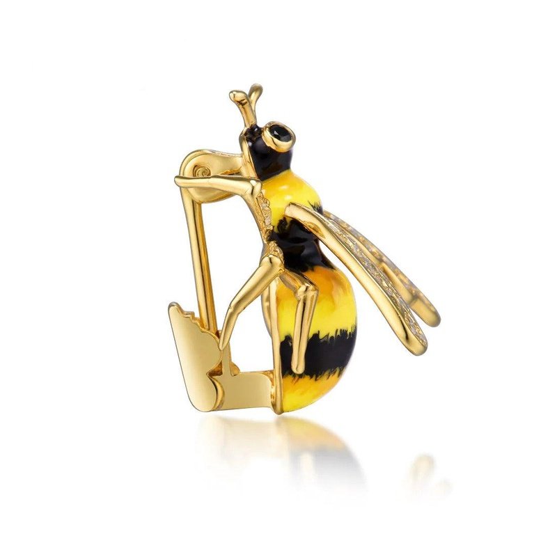 Trendolla Sterling Silver Bee Enamel Pin Brooch - Trendolla Jewelry