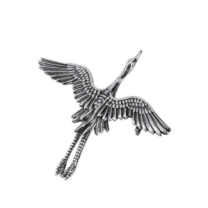 Trendolla Sterling Silver Flying Crane Pin Brooch - Trendolla Jewelry