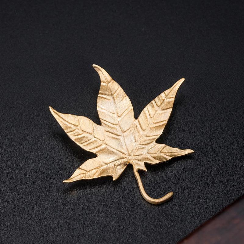 Trendolla Sterling Silver Maple Leaf Pin Brooch Autumn Brooch Pin - Trendolla Jewelry