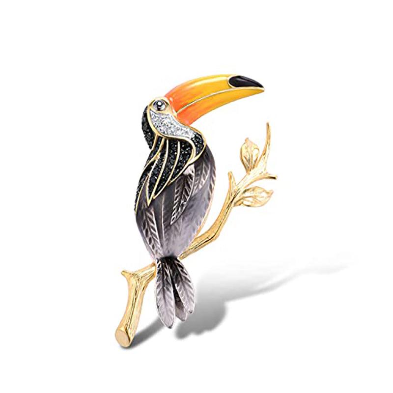 Trendolla Sterling Silver Toucan Enamel Pin Brooch - Trendolla Jewelry