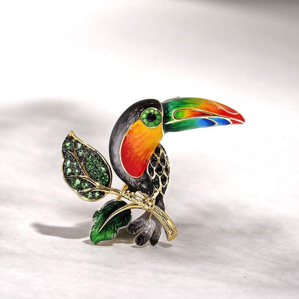 Trendolla Sterling Silver Toucan Enamel Pin Brooch - Trendolla Jewelry