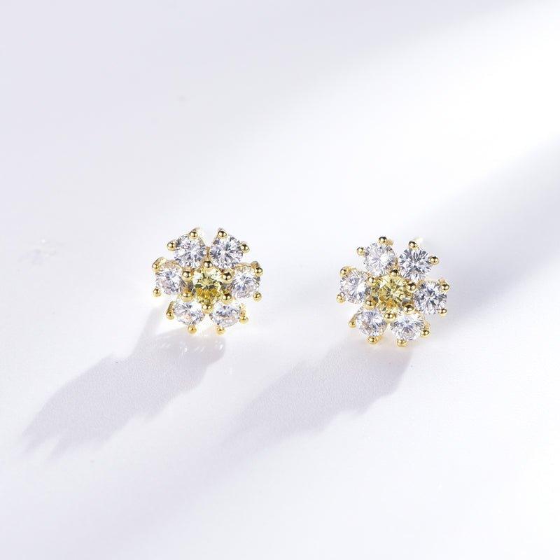 Two Tone Yellow Topaz Stud Earrings In Sterling Silver - Trendolla Jewelry