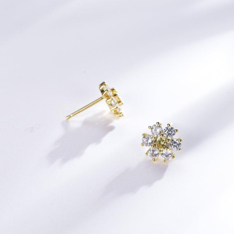 Two Tone Yellow Topaz Stud Earrings In Sterling Silver - Trendolla Jewelry